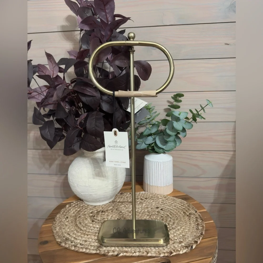 Hearth & Hand Brass Bathroom Hand Towel Stand Antique Finish